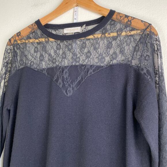 Ramy Brooke Lindsay Sweater Size L Black Lace Cashmere Blend Party Romantic - Picture 11 of 16